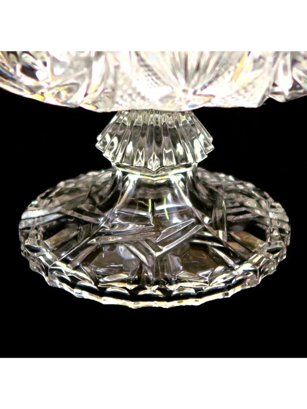 Lead Crystal 8-Inch Footed Bowl Hollywood Regency Style Vintage Glass - Picture 4 of 5